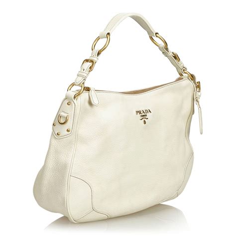 prada white leather bag side zippers|White Leather tote bag .